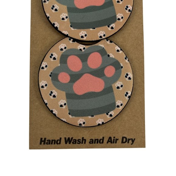 Car Coasters Cat Paw Cat Life Mom Lover Set of 2 Neoprene Absorbent Sassy Hippo - Picture 8 of 9